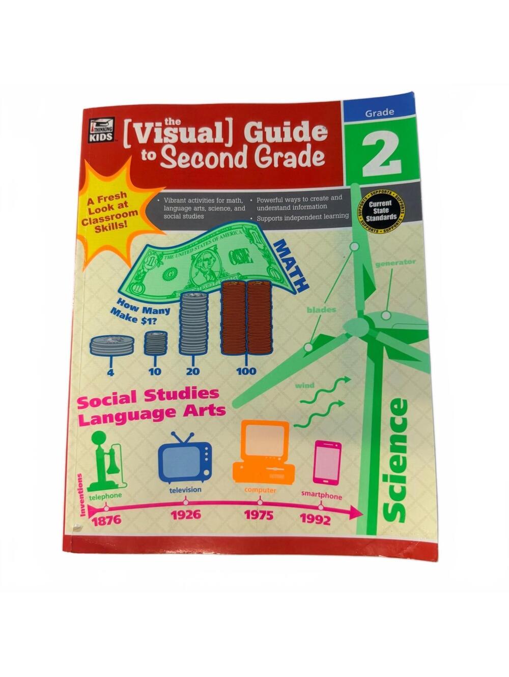 Visual Guide to Second Grade Educational Workbook Math Science Language Arts NEW